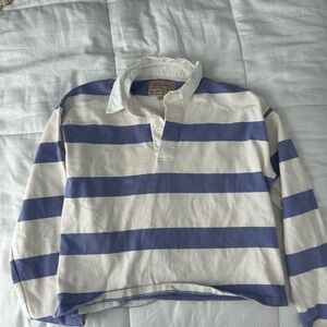 Abercrombie & Fitch Blue and White Rugby Shirt